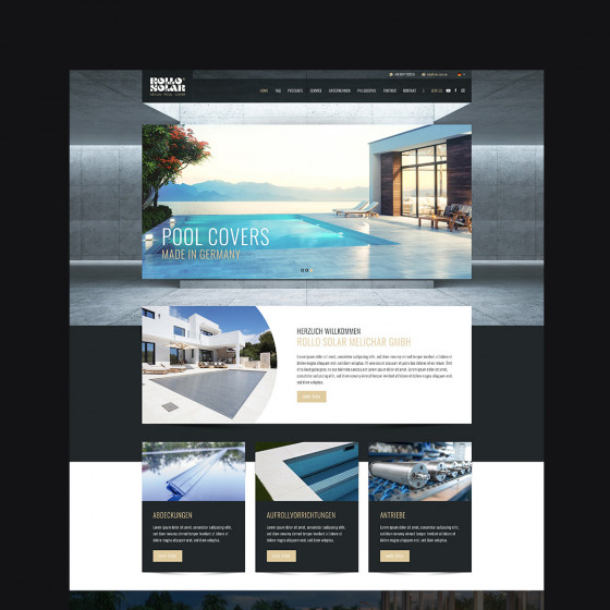 Website-Gestaltung für einen Hersteller von Poolabdeckungen und Antrieben