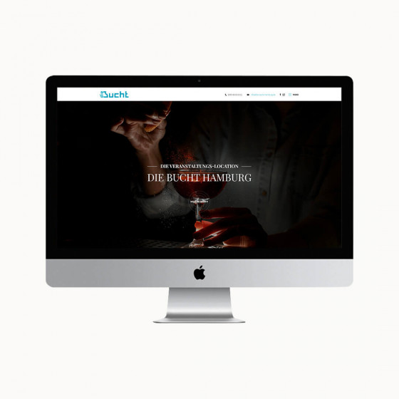 Website einer Hamburger Veranstaltungslocation auf einem Desktop-Bildschirm