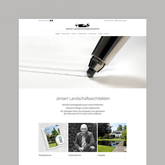 Website eines Büros für Landschaftsarchitektur und exklusive Gartengestaltung