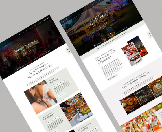 Website einer Eventagentur mit Anlässen von Hochzeit bis Familienfeier