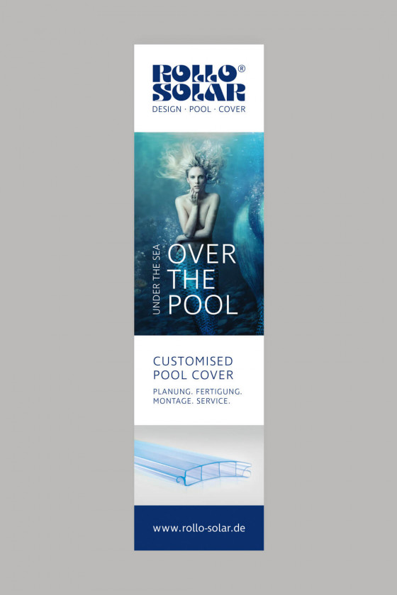 Print-Anzeige für maßgefertigte Poolabdeckungen eines Schwimmbadtechnik-Herstellers