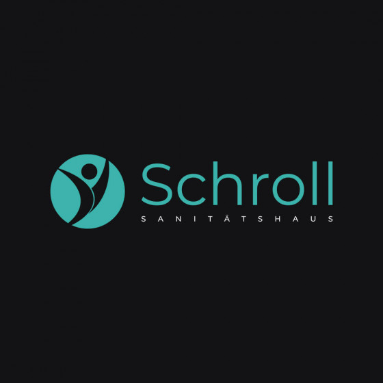 Logo-Design für ein Sanitätshaus auf dunklem Grund