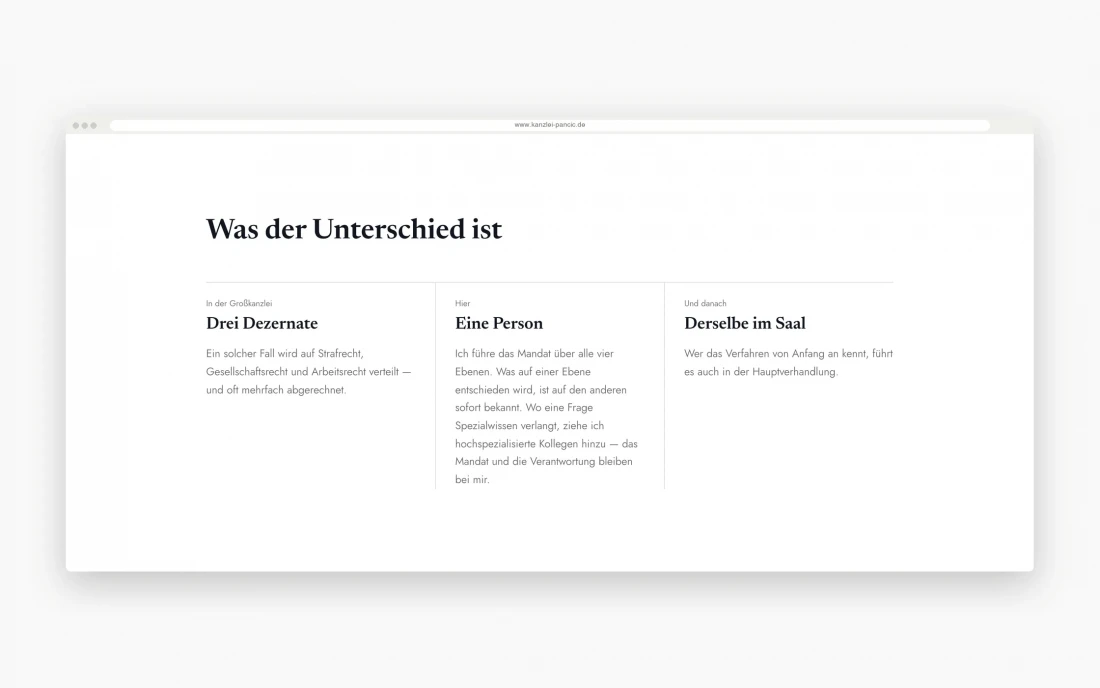 Abschnitt „Die vier Ebenen" mit den Stufen eines Wirtschaftsstrafverfahrens.