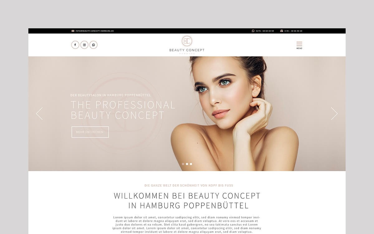 Homepage Design Beauty Concept Hamburg