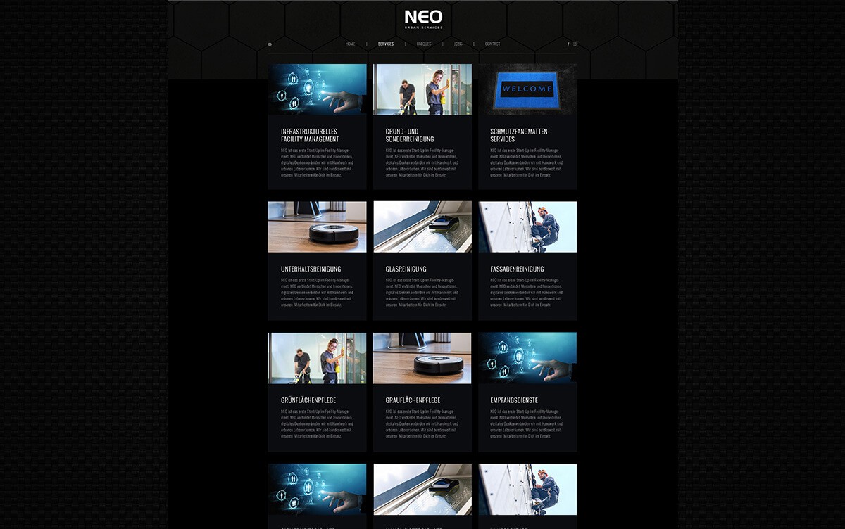 Website Reinigungsunternehmen aus Hamburg NEO